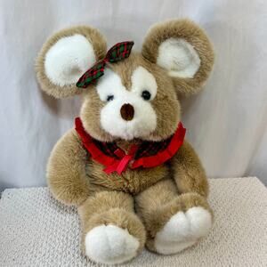 Commonwealth Merry Mice Christmas Mouse Plush Toy Decor Brown Vintage 22" 1990s